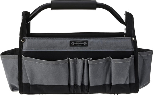 15" Collapsible Tool Tote, Grey and Black Tool Tote Bag